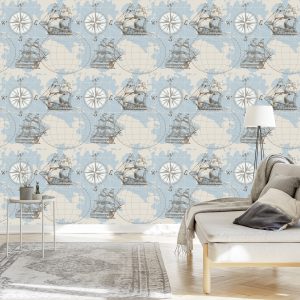 Papier Peint Voiliers Sur Fond De Carte – Image 3