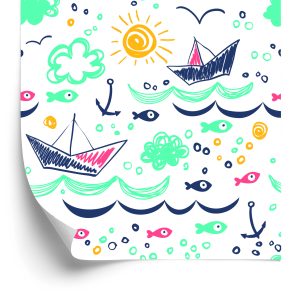 Papier Peint Bateaux Dessinés Colorés – Image 2