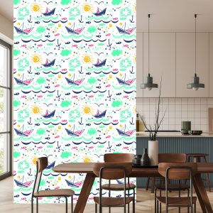 Papier Peint Bateaux Dessinés Colorés – Image 4