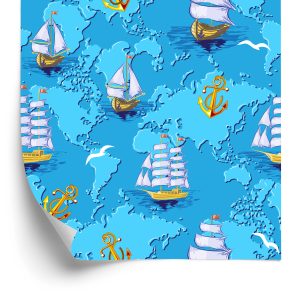 Papier Peint Navires Colorés Sur La Carte Du Monde – Image 2