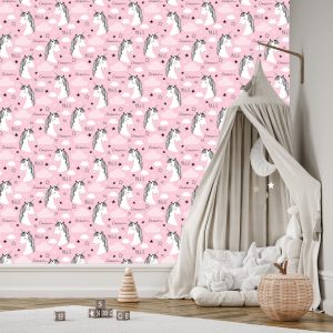 Papier Peint Pour Les Enfants - Licornes Et Nuages – Image 3