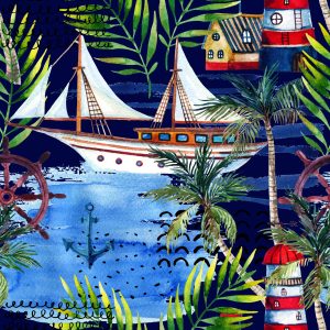 Papier Peint Voiliers Peints À L'aquarelle W – Image 1