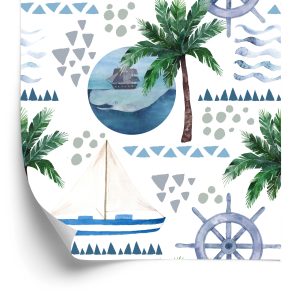 Papier Peint Bateaux Peints À L'aquarelle – Image 2