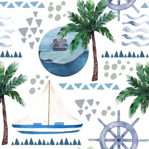 Papier Peint Bateaux Peints À L'aquarelle – Image 1