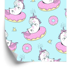 Papier Peint Pour Les Enfants - Licornes Et Beignets – Image 2