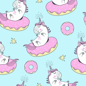 Papier Peint Pour Les Enfants - Licornes Et Beignets – Image 1