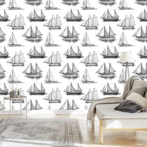 Papier Peint Voiliers Noirs Et Blancs – Image 3