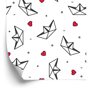 Papier Peint Bateaux En Papier Avec Des Coeurs – Image 2