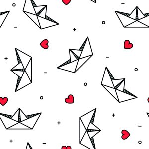 Papier Peint Bateaux En Papier Avec Des Coeurs – Image 1