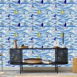 Papier Peint Voiliers Colorés Sur Les Vagues – Image 5