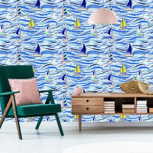 Papier Peint Voiliers Colorés Sur Les Vagues – Image 6