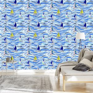 Papier Peint Voiliers Colorés Sur Les Vagues – Image 3