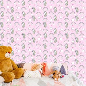 Papier Peint Pour Les Enfants - Licornes Colorées Parmi Les Nuages ​​Et L'arc-En-Ciel – Image 6