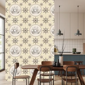 Papier Peint Voilier Sur Fond De Globe Vintage – Image 4