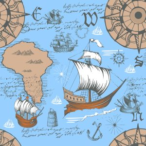 Papier Peint Voiliers Sur Le Fond De L'ancienne Carte – Image 1