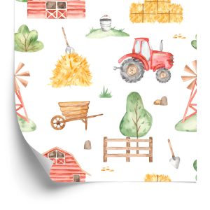 Papier Peint Ferme Peinte À L'aquarelle – Image 2