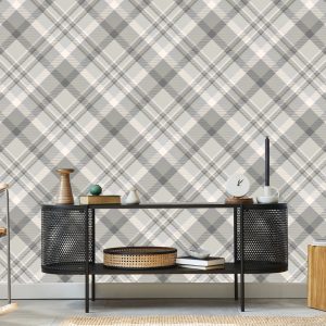Papier Peint Treillis Moderne En Gris - Beige – Image 5