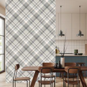 Papier Peint Treillis Moderne En Gris - Beige – Image 4