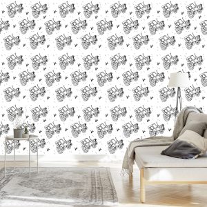 Papier Peint Dessiné En Noir Et Blanc – Image 3