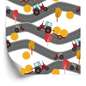 Papier Peint Tracteurs Rouges Dans La Rue – Image 2