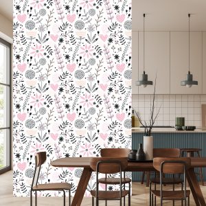 Papier Peint Plantes Et Coeurs Délicats Pour Les Enfants – Image 4