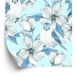 Papier Peint Fleurs De Printemps Et Oiseaux Peints À L'aquarelle – Image 2