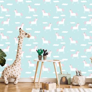 Papier Peint Pour Les Enfants - Licornes Parmi Les Nuages – Image 5