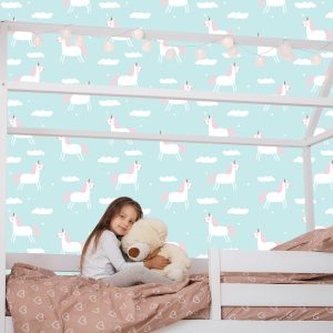 Papier Peint Pour Les Enfants - Licornes Parmi Les Nuages – Image 7