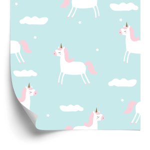 Papier Peint Pour Les Enfants - Licornes Parmi Les Nuages – Image 2