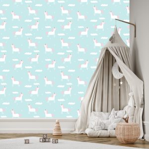 Papier Peint Pour Les Enfants - Licornes Parmi Les Nuages – Image 3