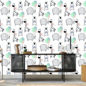 Papier Peint Pour Les Enfants - Éléphant Girafe Ours – Image 5