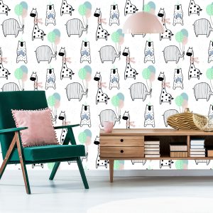 Papier Peint Pour Les Enfants - Éléphant Girafe Ours – Image 6