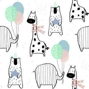 Papier Peint Pour Les Enfants - Éléphant Girafe Ours – Image 1