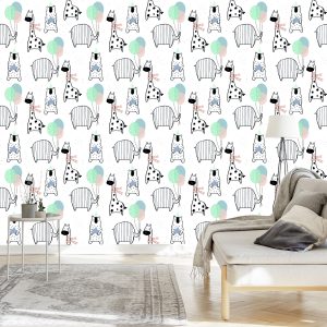Papier Peint Pour Les Enfants - Éléphant Girafe Ours – Image 3