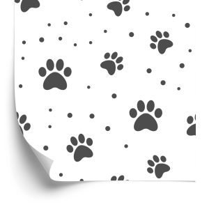Papier Peint Pattes De Chien Gris Sur Fond Blanc – Image 2