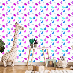 Papier Peint Pour Les Enfants - Coeurs Bleus, Roses Et Blancs – Image 5
