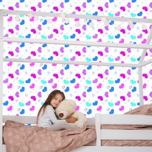 Papier Peint Pour Les Enfants - Coeurs Bleus, Roses Et Blancs – Image 7