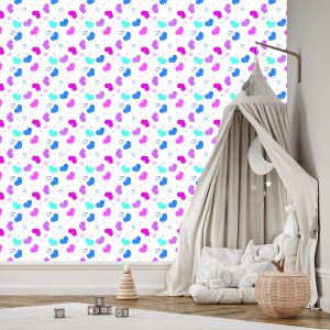 Papier Peint Pour Les Enfants - Coeurs Bleus, Roses Et Blancs – Image 3