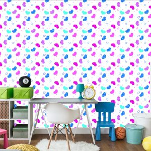 Papier Peint Pour Les Enfants - Coeurs Bleus, Roses Et Blancs – Image 4