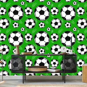 Papier Peint Ballons De Soccer Sur Fond Vert – Image 5