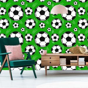 Papier Peint Ballons De Soccer Sur Fond Vert – Image 6
