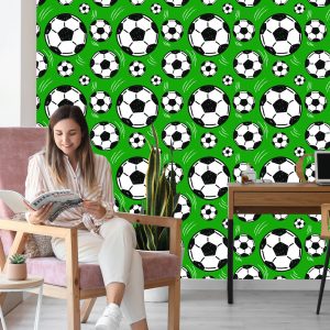 Papier Peint Ballons De Soccer Sur Fond Vert – Image 7