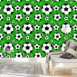 Papier Peint Ballons De Soccer Sur Fond Vert – Image 3