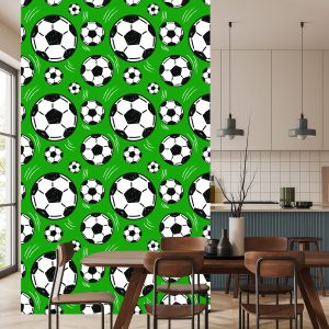 Papier Peint Ballons De Soccer Sur Fond Vert – Image 4