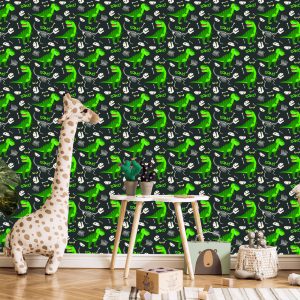 Papier Peint Pour Les Enfants - Dinosaures Verts – Image 5
