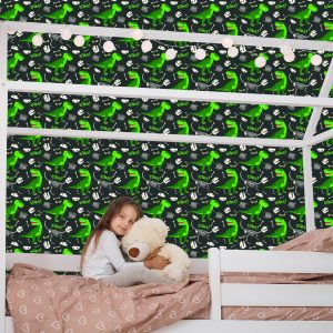Papier Peint Pour Les Enfants - Dinosaures Verts – Image 7