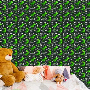 Papier Peint Pour Les Enfants - Dinosaures Verts – Image 6