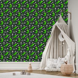 Papier Peint Pour Les Enfants - Dinosaures Verts – Image 3