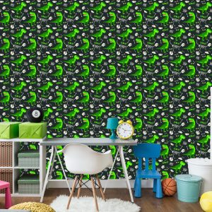 Papier Peint Pour Les Enfants - Dinosaures Verts – Image 4