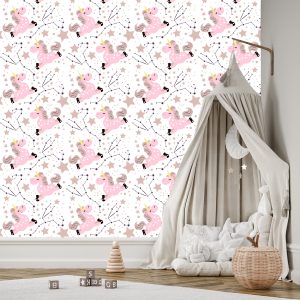Papier Peint Pour Les Enfants - Licornes Parmi Les Étoiles – Image 3